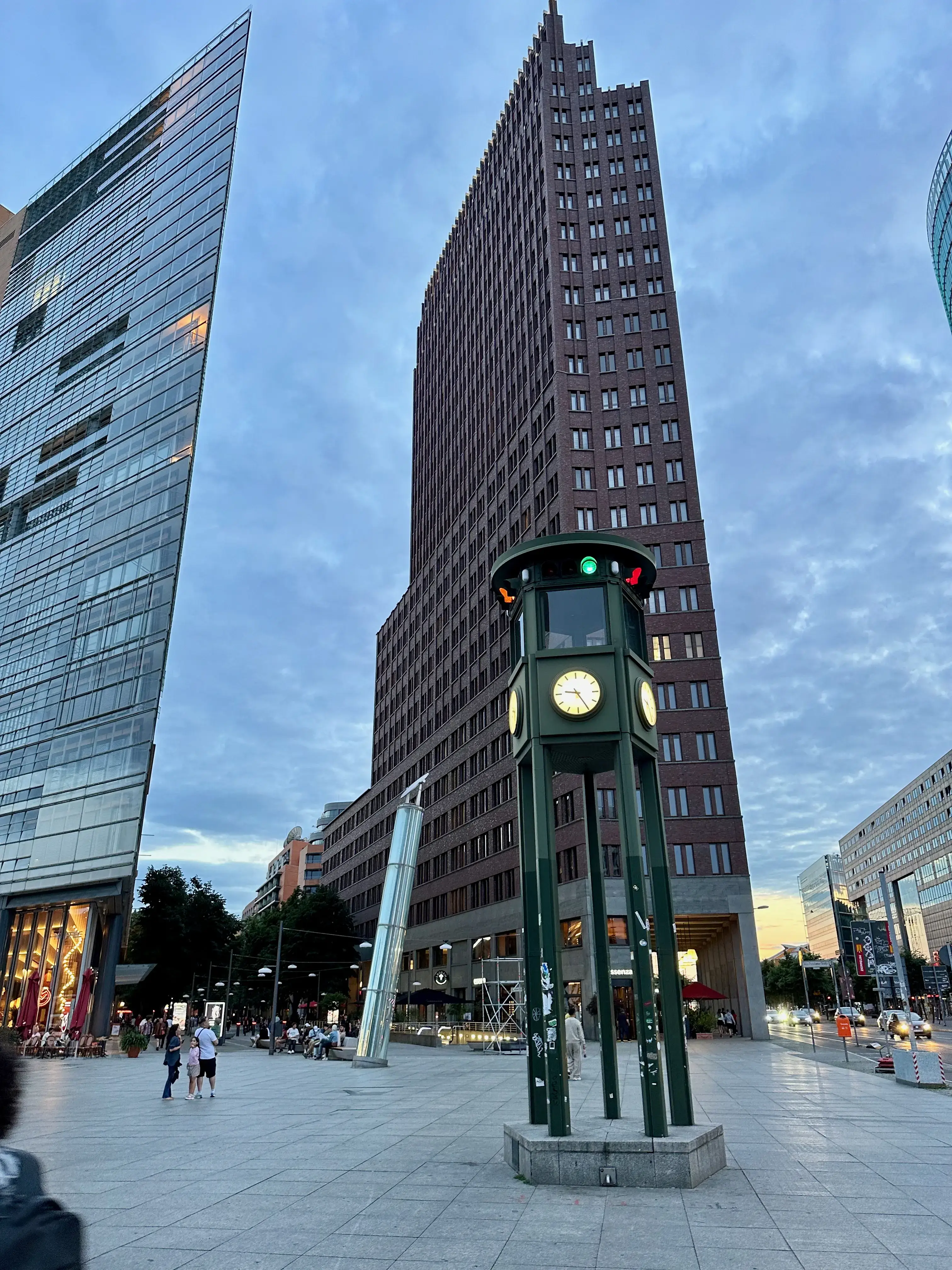 Berlin clock tower at Potsdamer Platz in Berlin, Germany